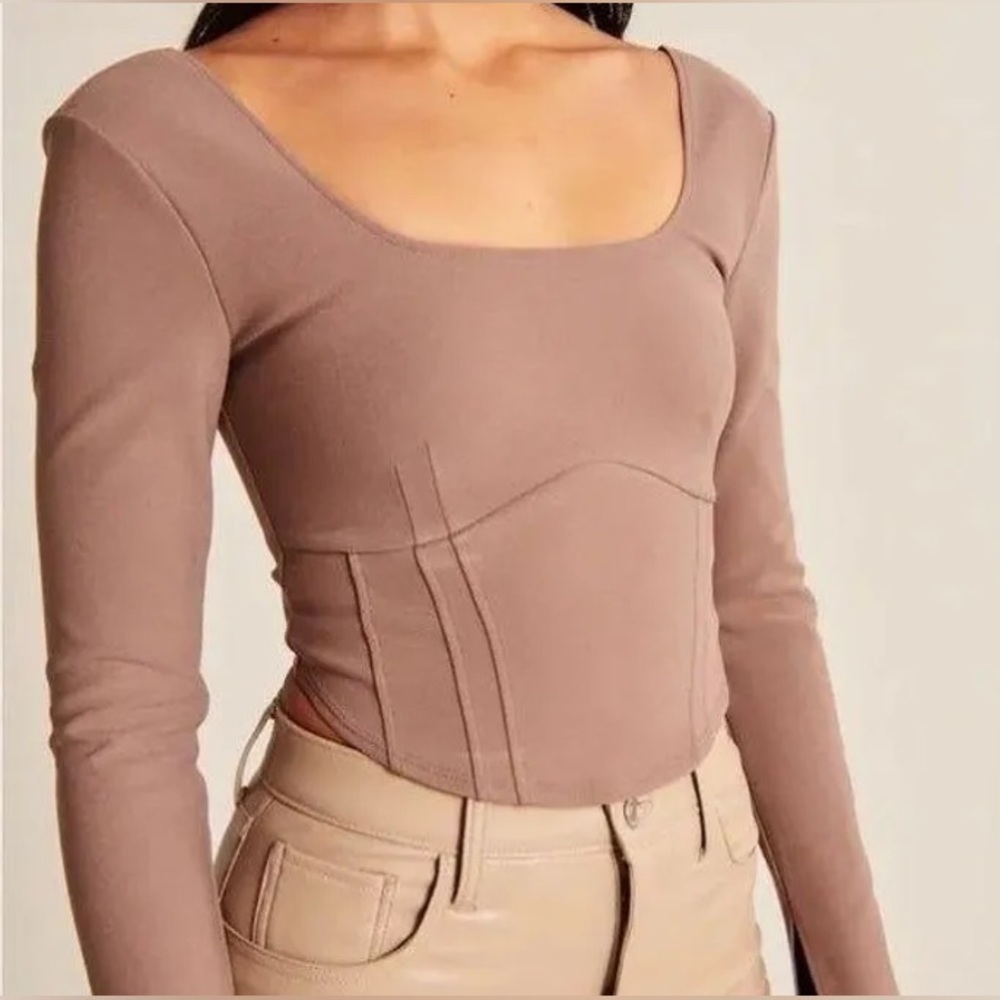 Abercrombie & Fitch | long sleeve corset crop top | nwot large